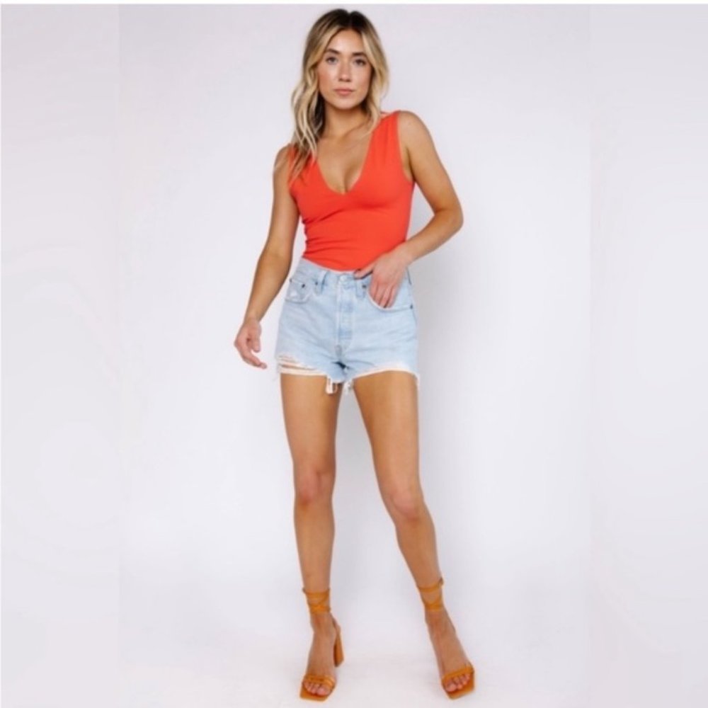 Free People Keep it Sleek Bodysuit in Pink Poinsettia - Picture 1 of 4